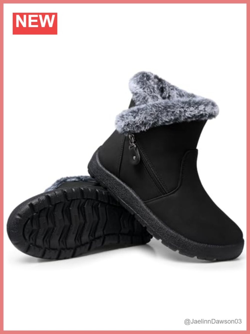 Waterproof Fur Lined Ankle Snow Boots Side Zip Winter Boots